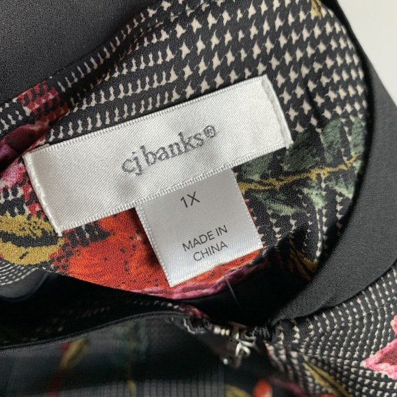CJ Banks NWT Bomber Jacket Lightweight Floral Plaid Size 1X - Picture 3 of 6
